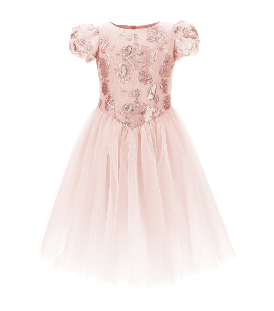 Tulle Rose Jacquard Dress (4-12 Years) ORO Image 1