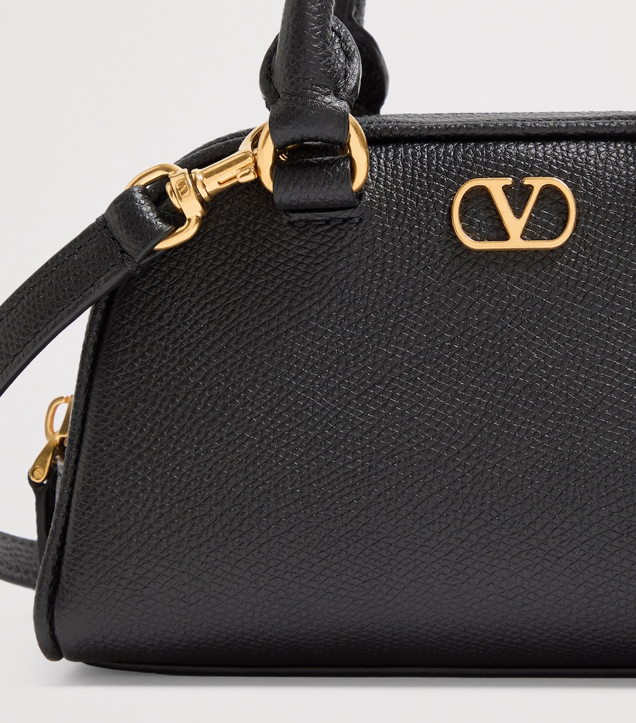 Mini Grained Leather VLogo Signature Top-Handle Bag 0NO Image 8