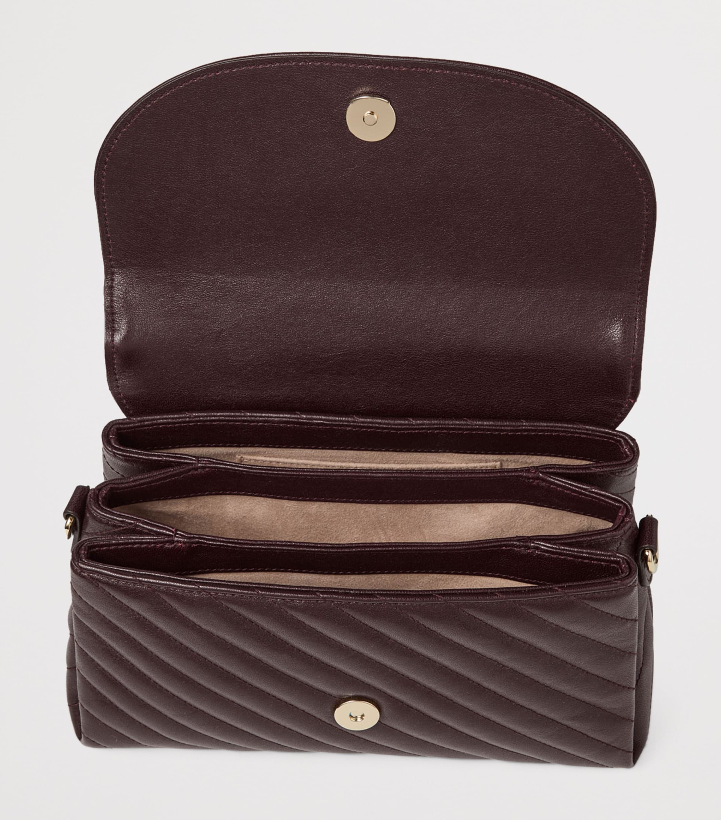 Curve Biker Leather Quilted Shoulder Bag DEEP MERLOT/SHINY GO Image 5