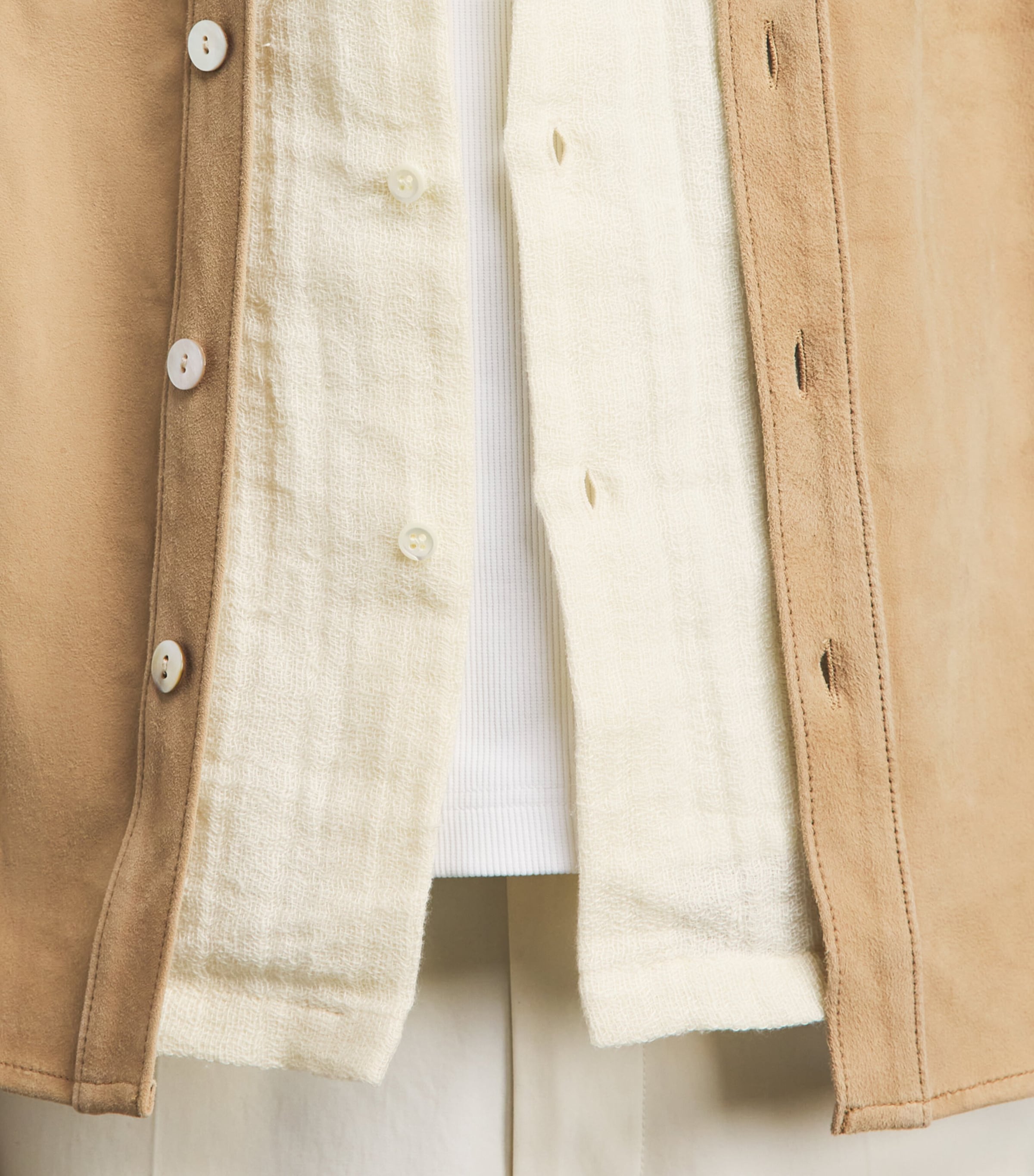 Séfr Mens Cotton-Linen Wes Shirt Dog Days Ecru Image 3