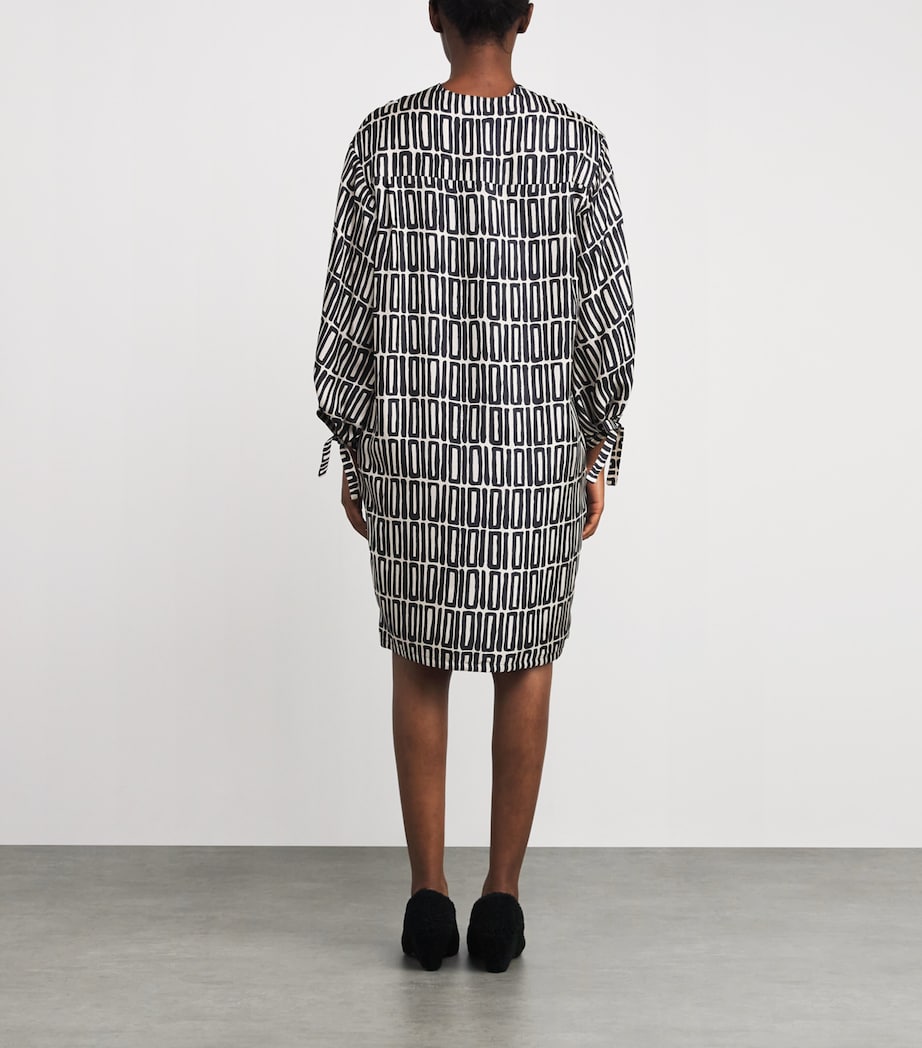 Silk Printed Midi Dress BLACK Image 3