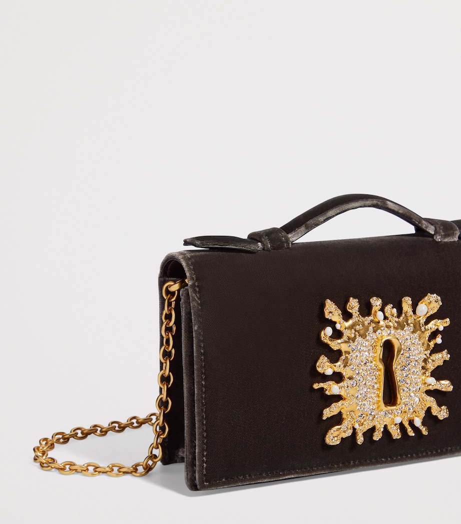 Velvet Keyhole Bijou Clutch Bag 803 TAUPE Image 5