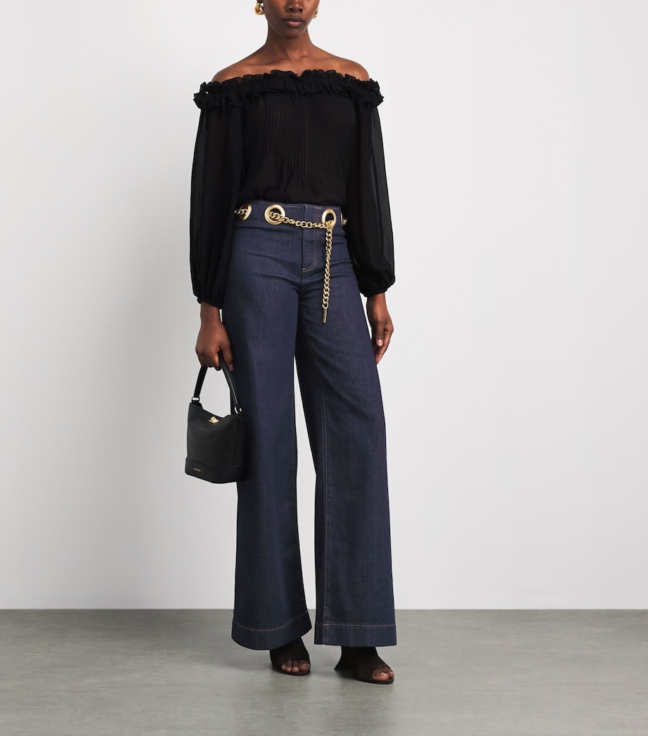 Alice+Olivia Womens Chain-Belt Jasper Jeans Dark Rinse Image 2