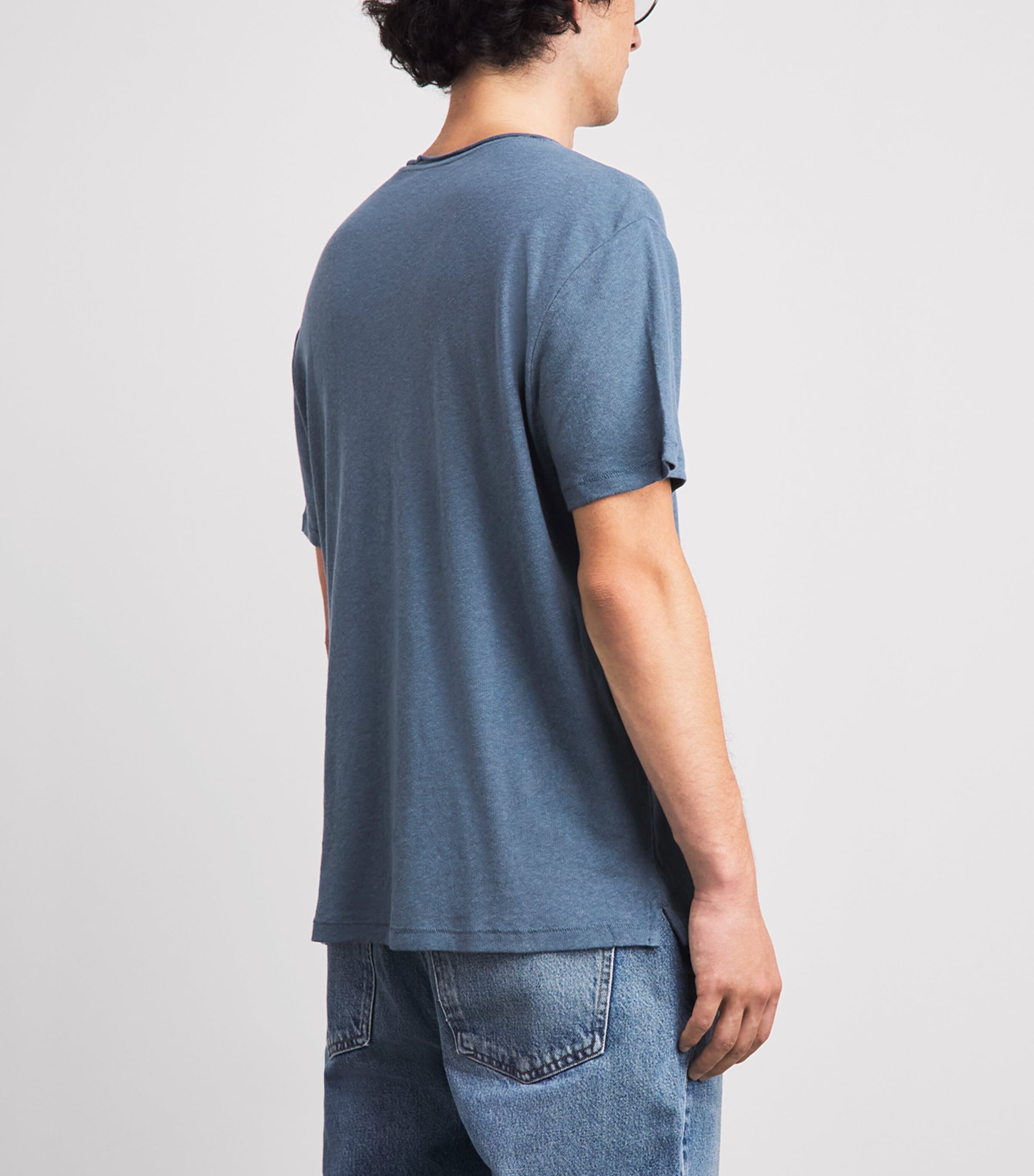 PAIGE Mens Linen-Cotton Monroe T-Shirt Lakeside Image 5