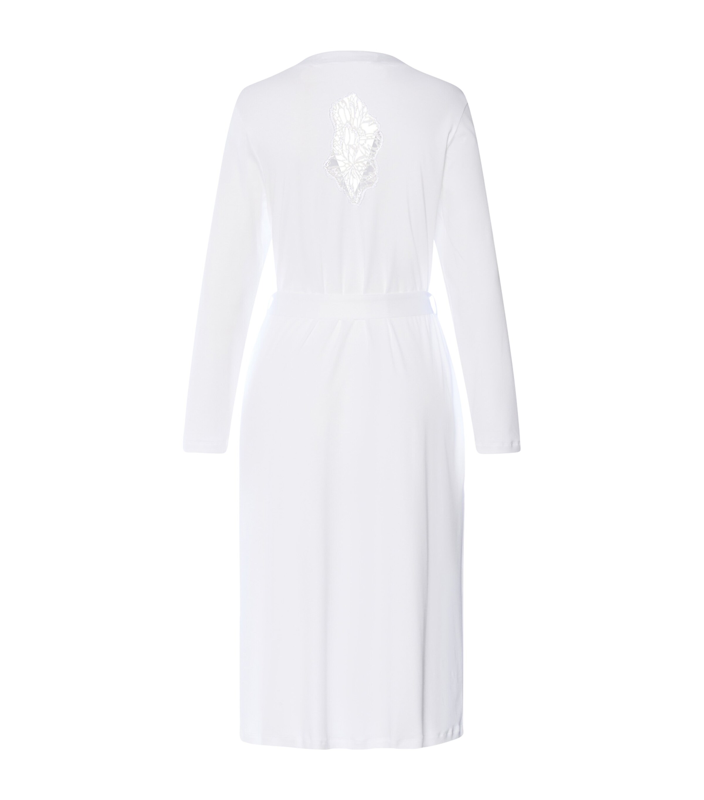 Hanro Womens Cotton Lace-Insert Anne Robe White Image 5