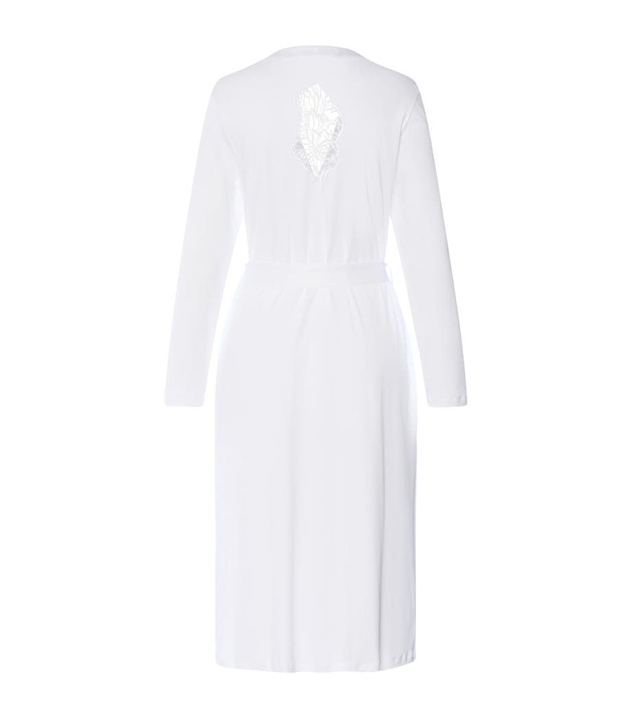 Hanro Womens Cotton Lace-Insert Anne Robe White Image 5