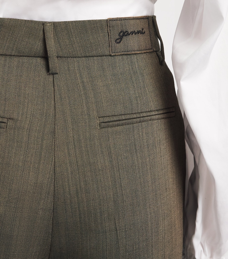 GANNI Womens Wool Straight Trousers Zxz Canteen Image 3