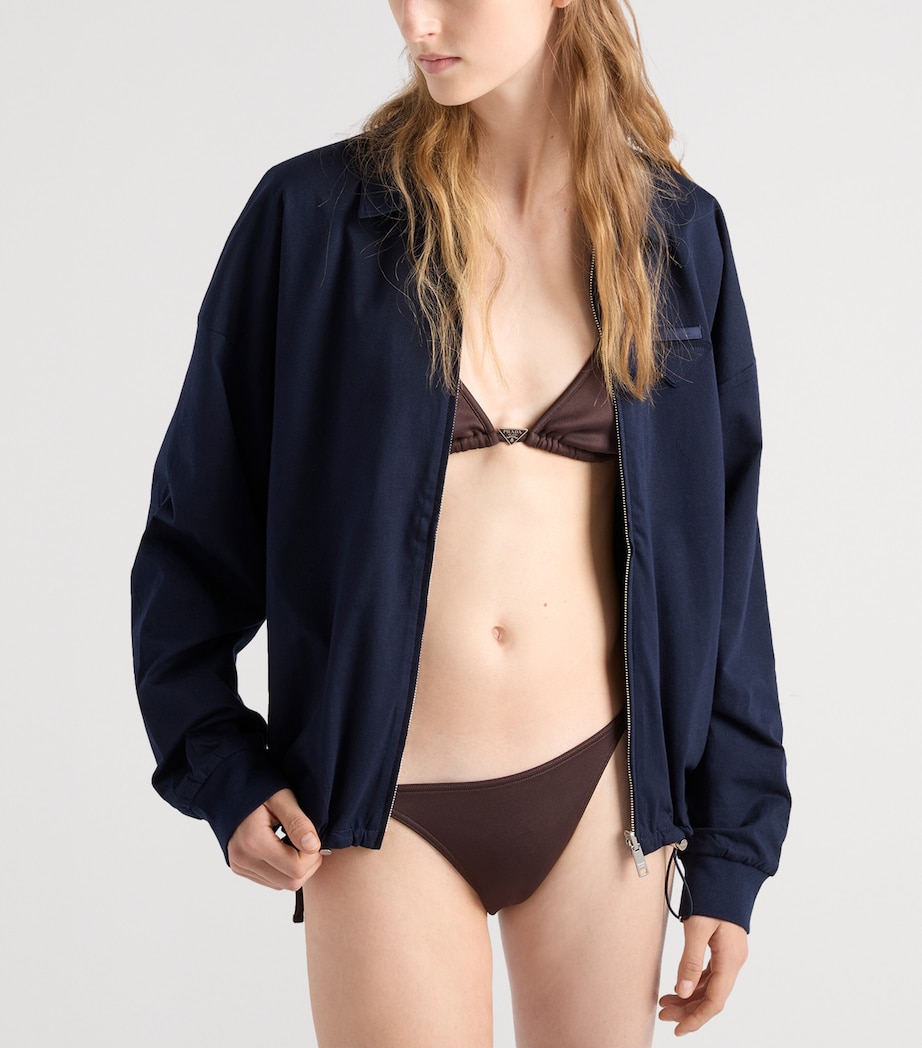 Prada Womens Triangle Bikini Top Brown Image 2