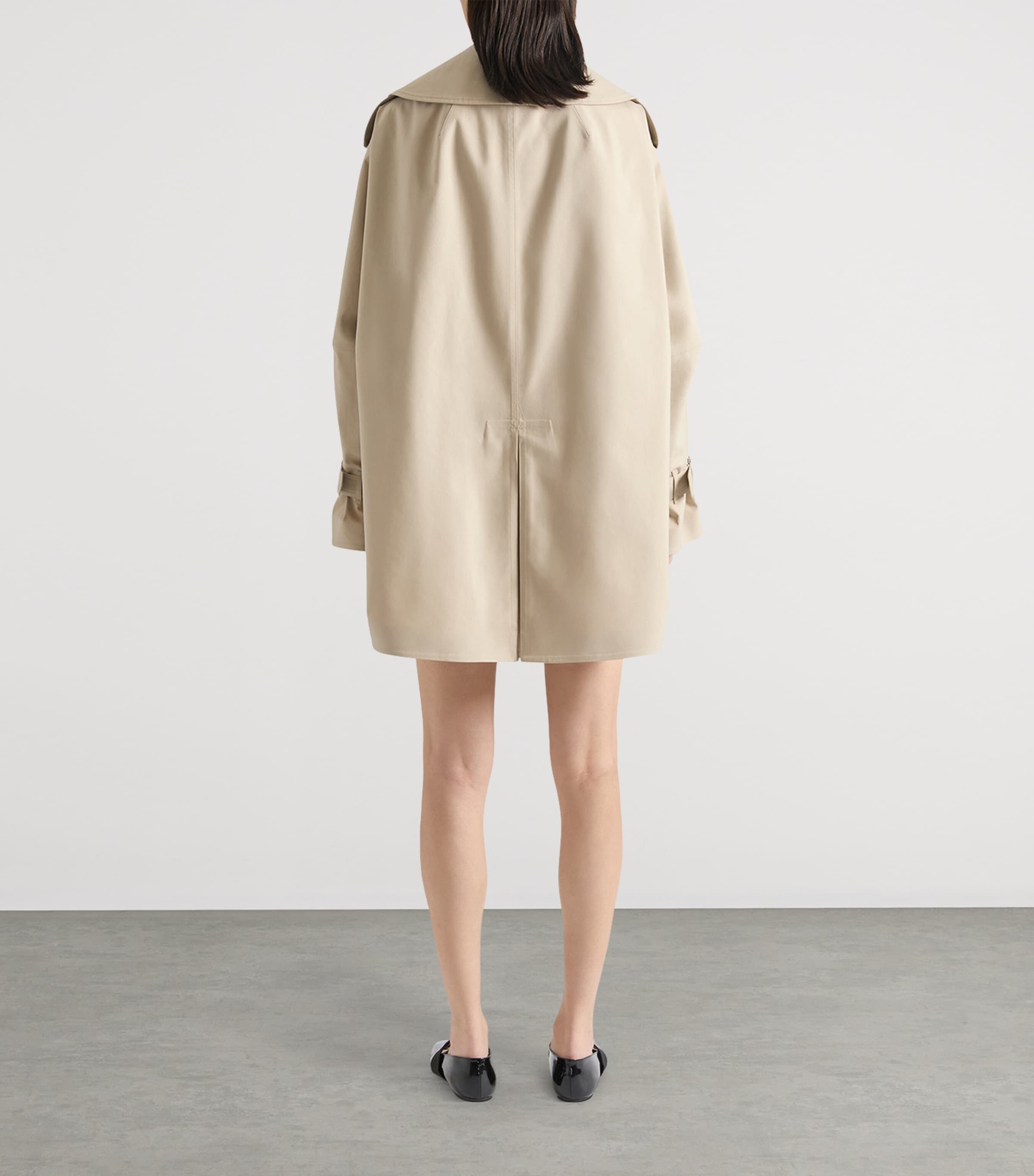 Cropped Cotton Trench Coat BEIGE/MUSTARD Image 3