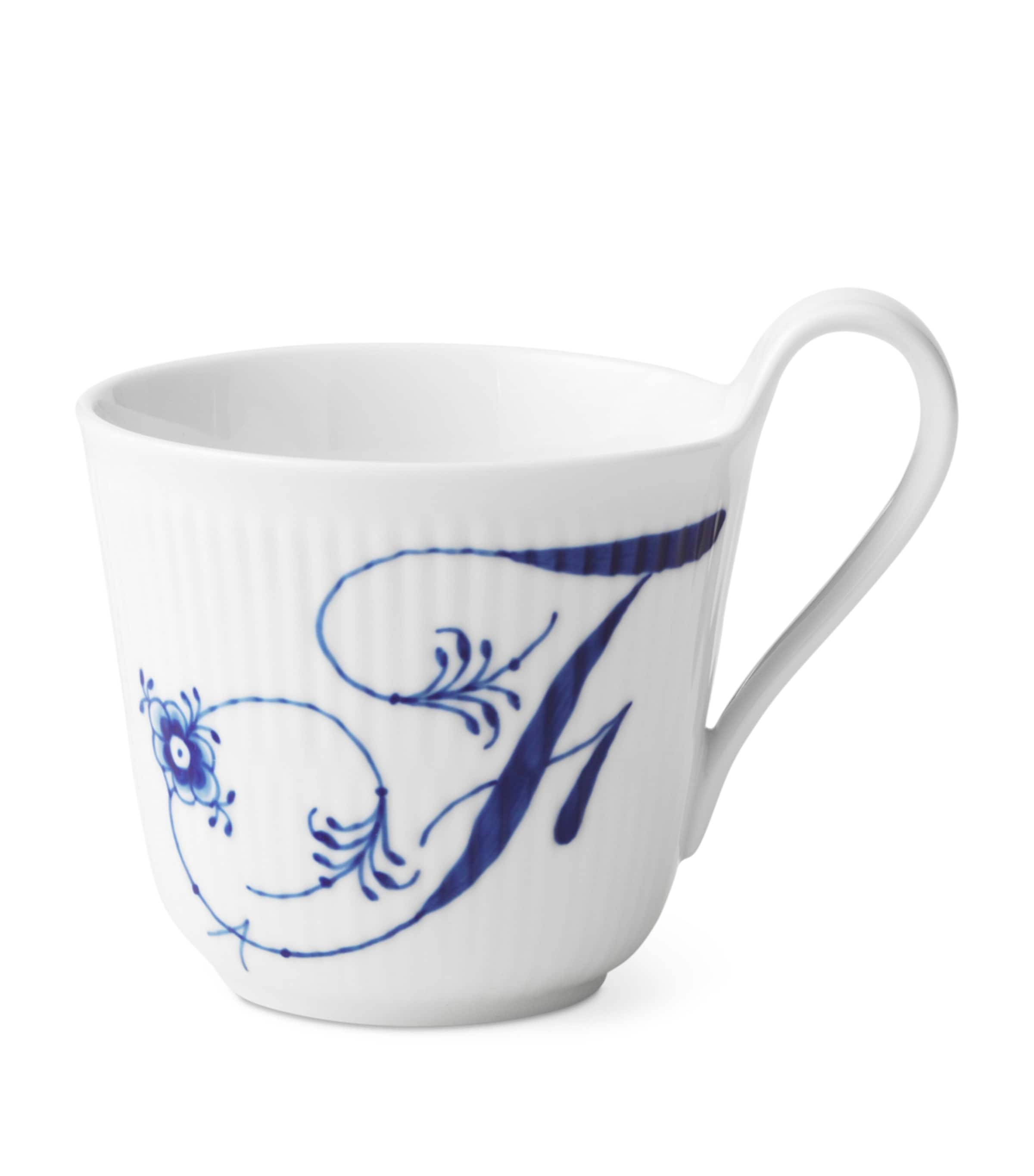 Royal Copenhagen Porcelain Fluted Alphabet Mug In Blue