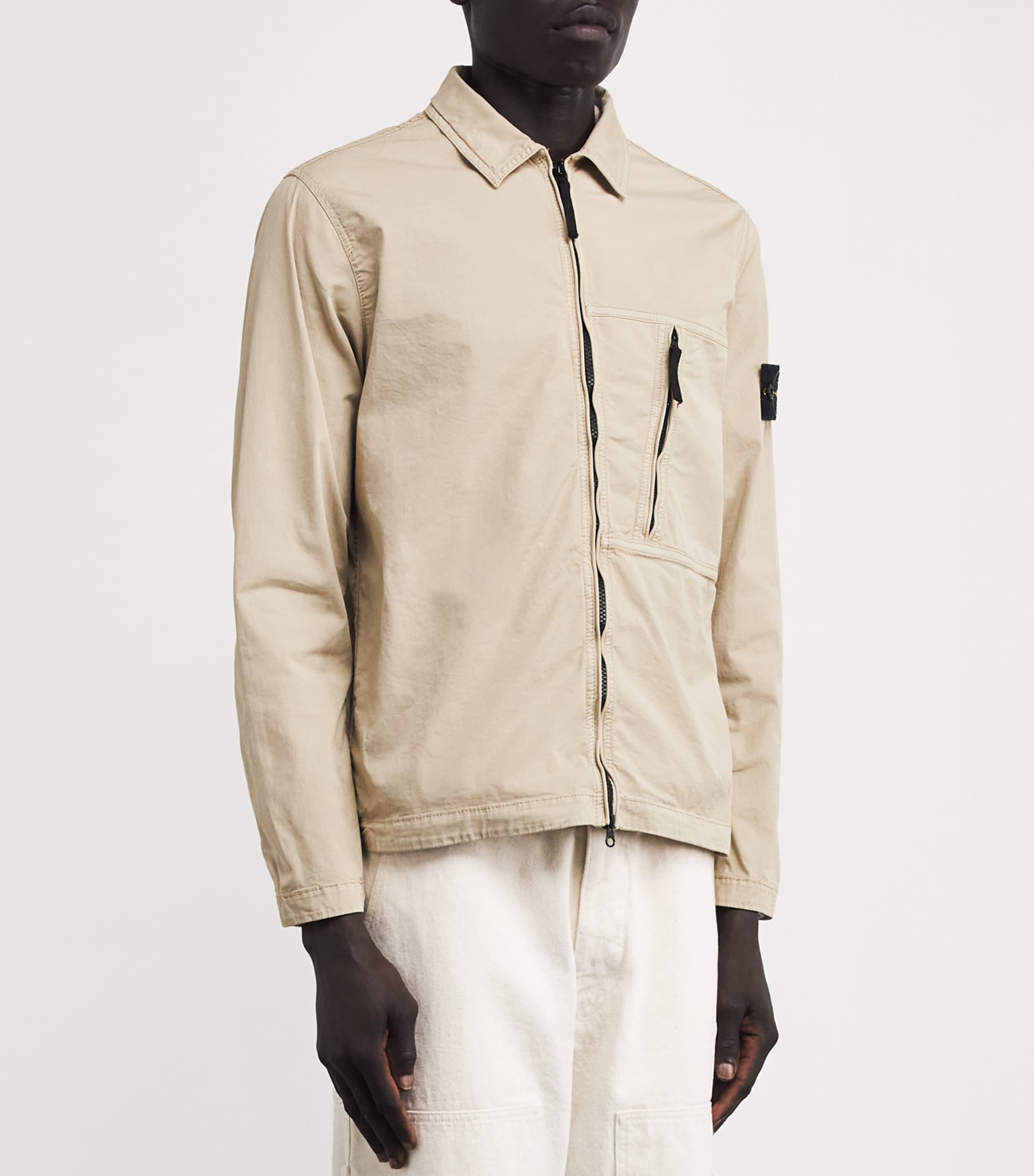 Stone Island Beige Stretch-Supima Cotton Twill Overshirt | Harrods US