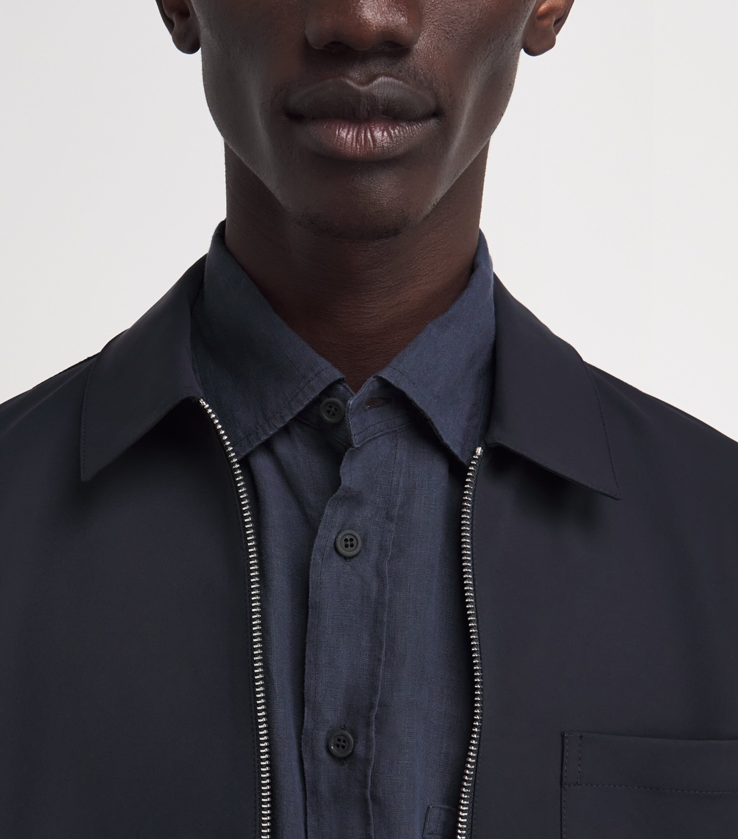 Sease Mens Hemp Long-Sleeve Shirt Navy Blue Image 3