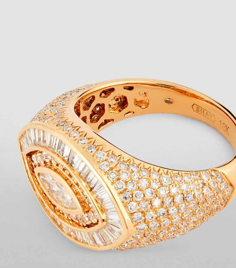 Yellow Gold and Diamond Evil Eye Pinky Ring YELLOW GOLD Image 6