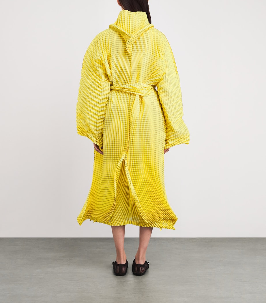 Hand Pleats Stripe Coat YELLOW-HUED Image 4