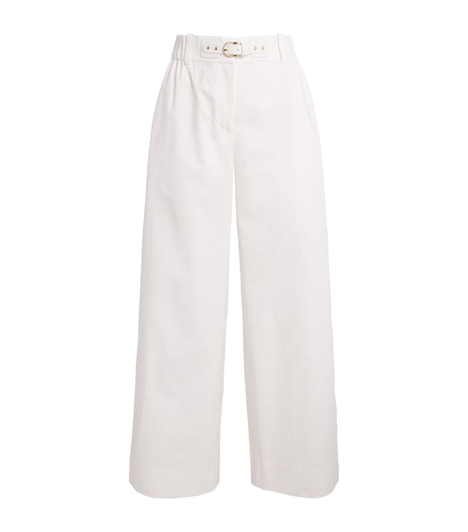 Maje Womens Cotton Belted Trousers White Image 1
