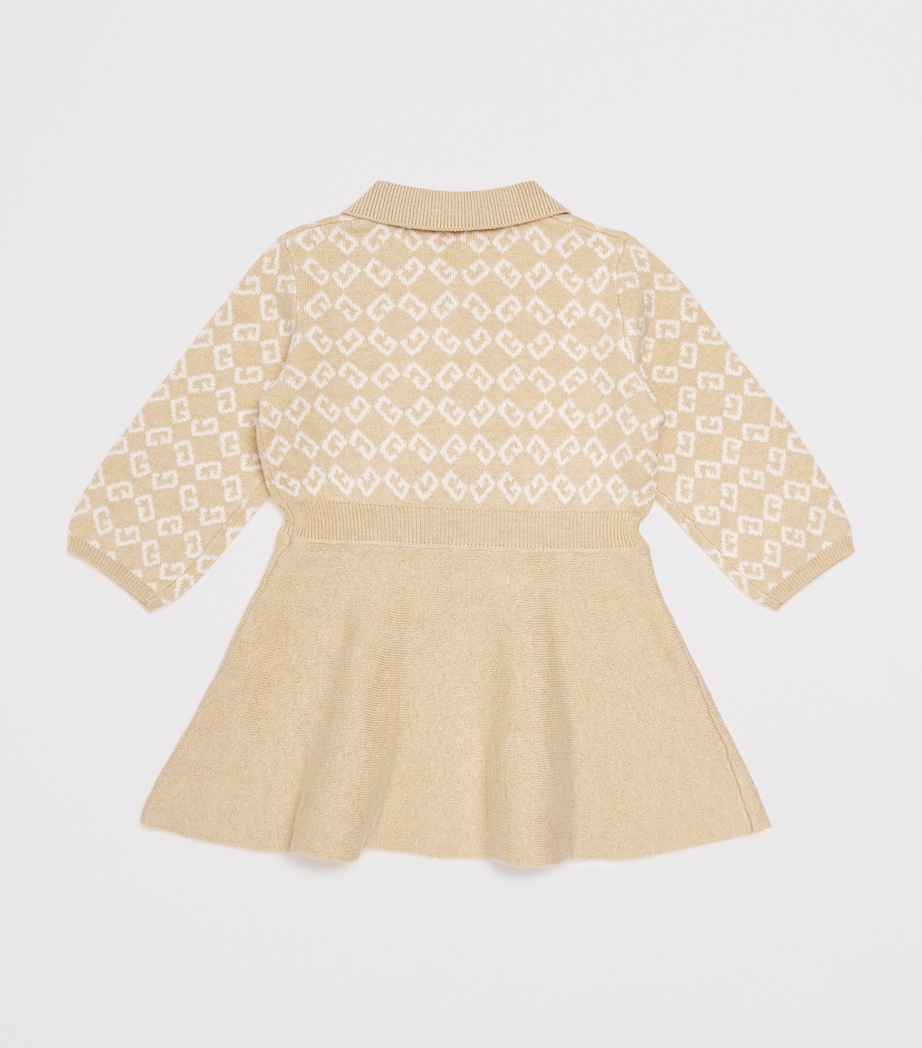 Cotton-Cashmere Monogram Dress (6 Months-3 Years) SAND Image 2