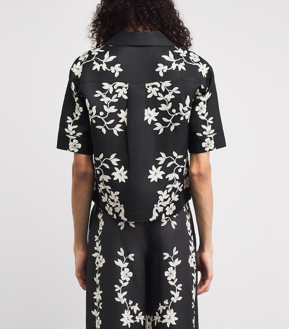 Claudie Pierlot Womens Cropped Floral Shirt Dark Print Image 5