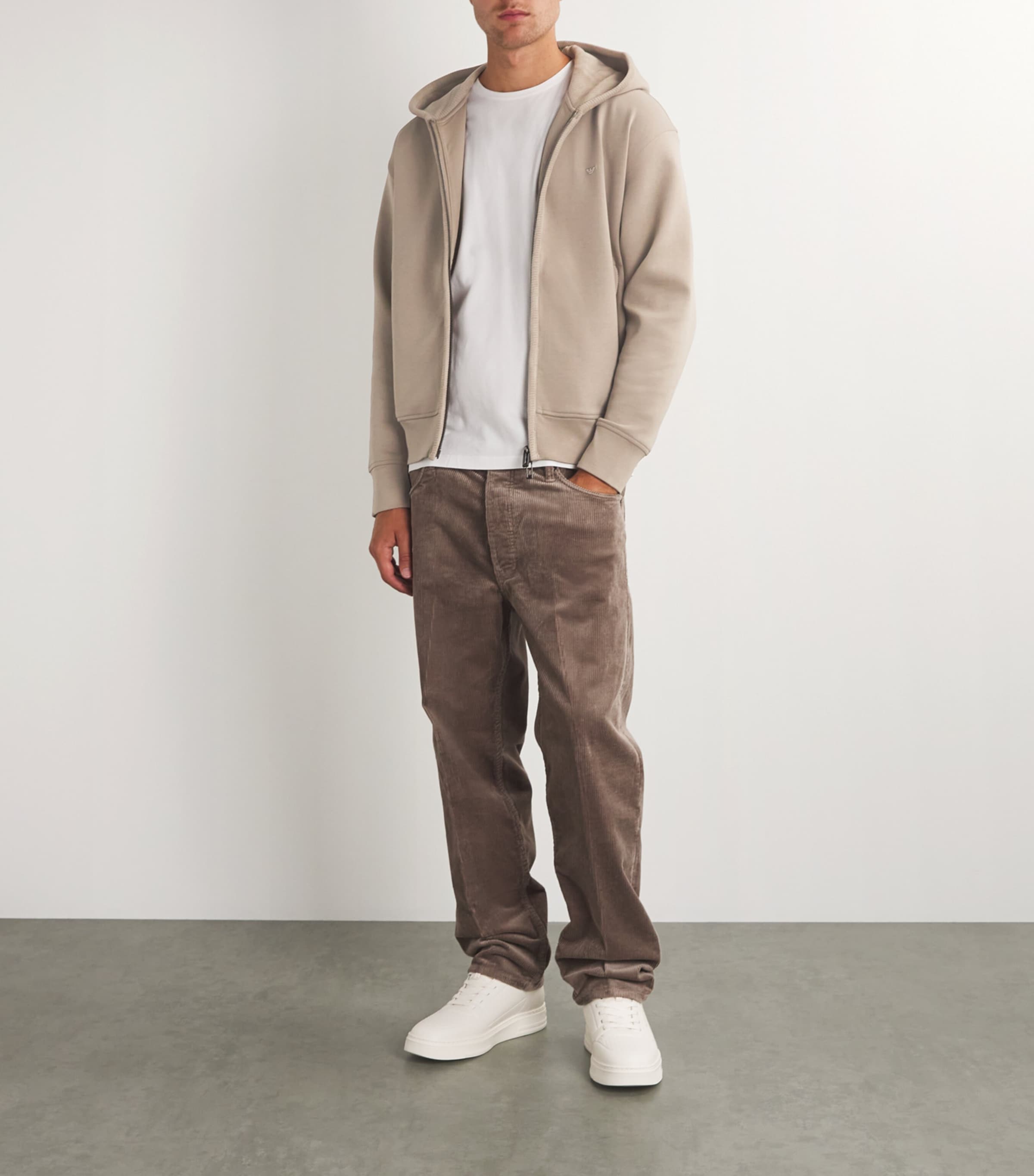 パーカー・フーディ EMPORIO ARMANI Men Hoodies EM001007AF13700U1088 BEIGE Emporio Armani Allover Logo Hoodie - Beige