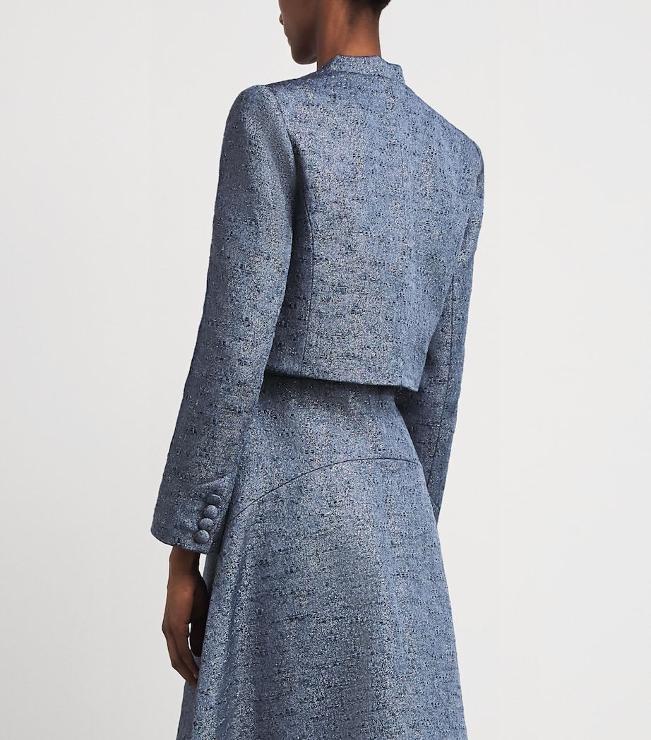 Safiyaa Womens Collarless Cropped Blazer Silver Blue Image 5