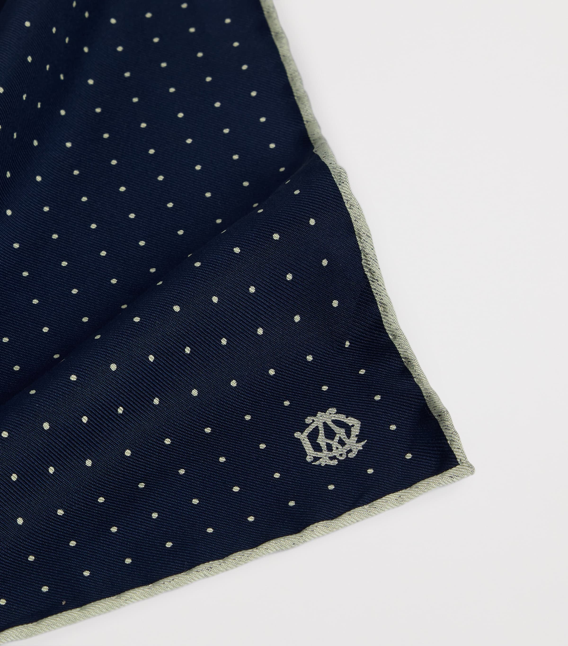 Dunhill Silk Polka-Dot Neckerchief Navy Image 2