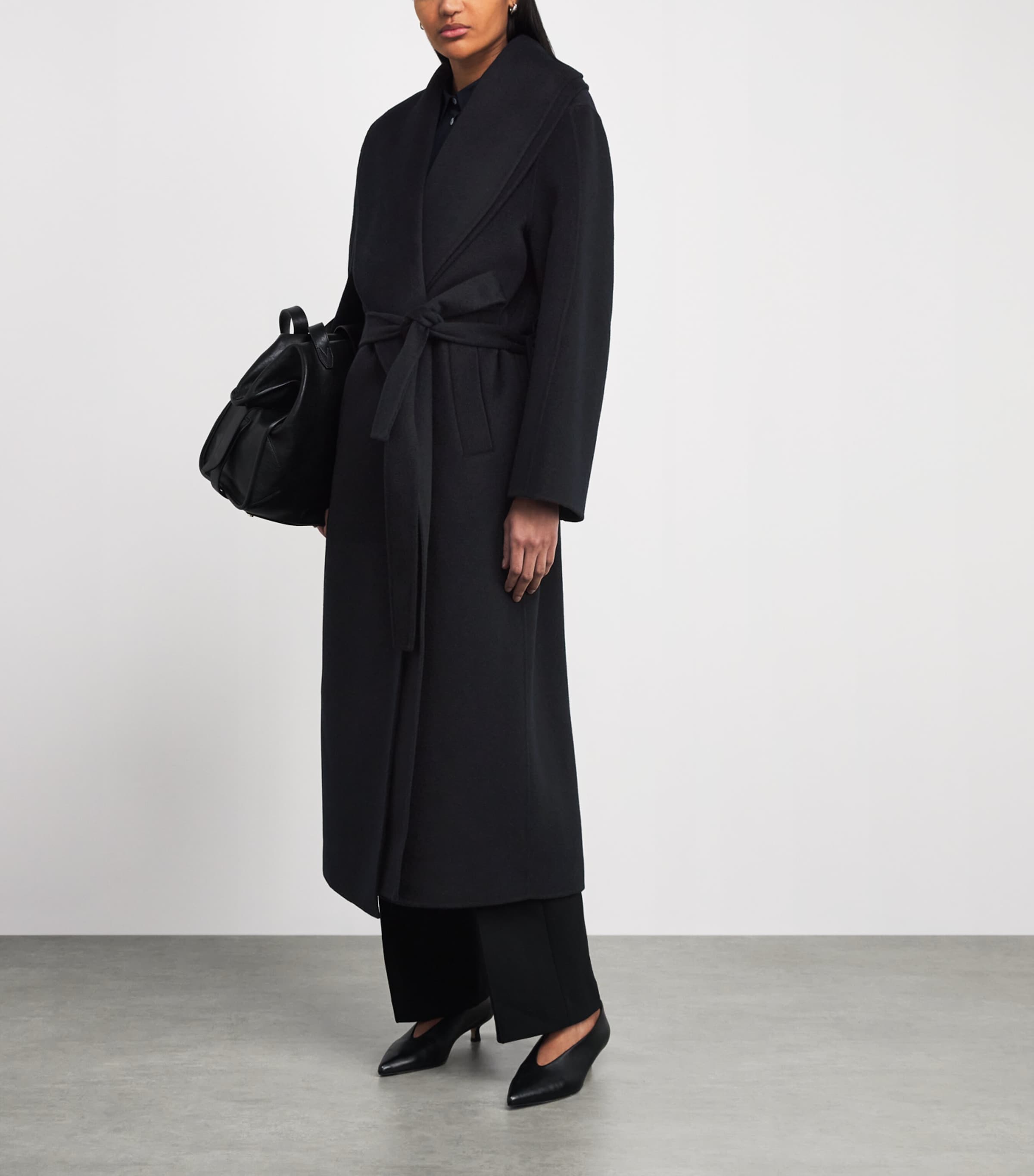 Róhe Womens Cashmere-Wool Signature Scarf Coat Navy Image 2