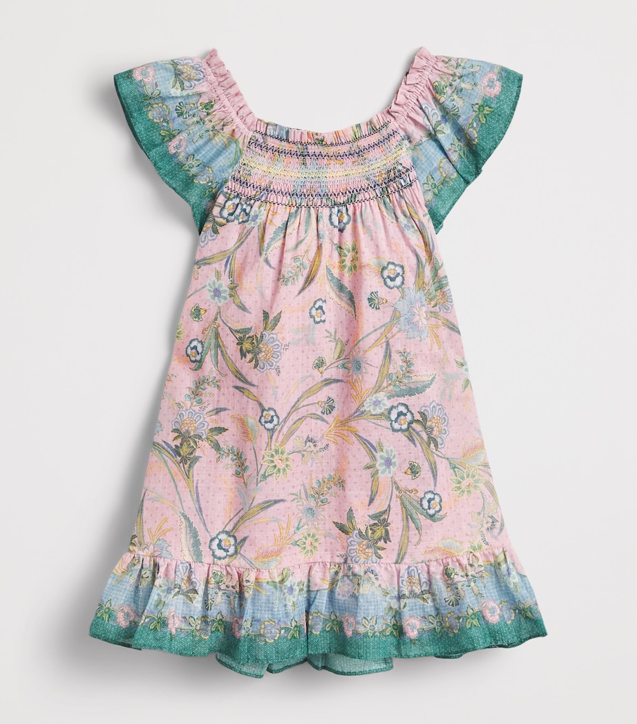 Zimmermann Kids Cotton Indra Flutter Dress (2-12 Years) Lilac Scarf Floral Image 2