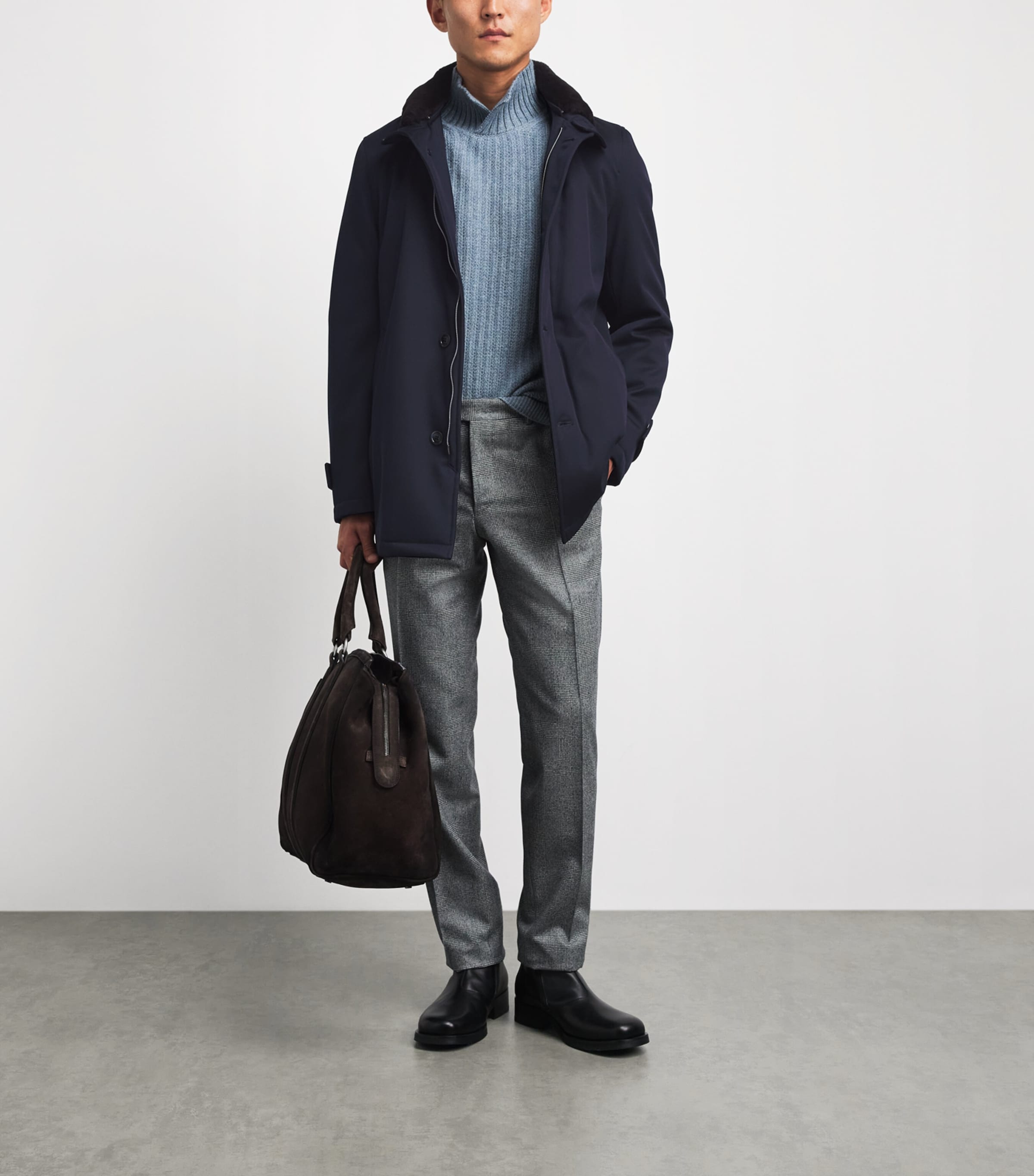 Herno Mens Virgin Wool Padded Overcoat Image 2