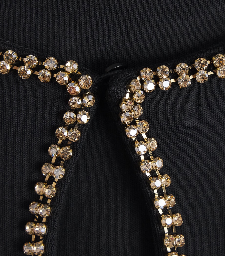 Sandro Paris Womens Rhinestone-Embellished Cropped T-Shirt Black Image 6