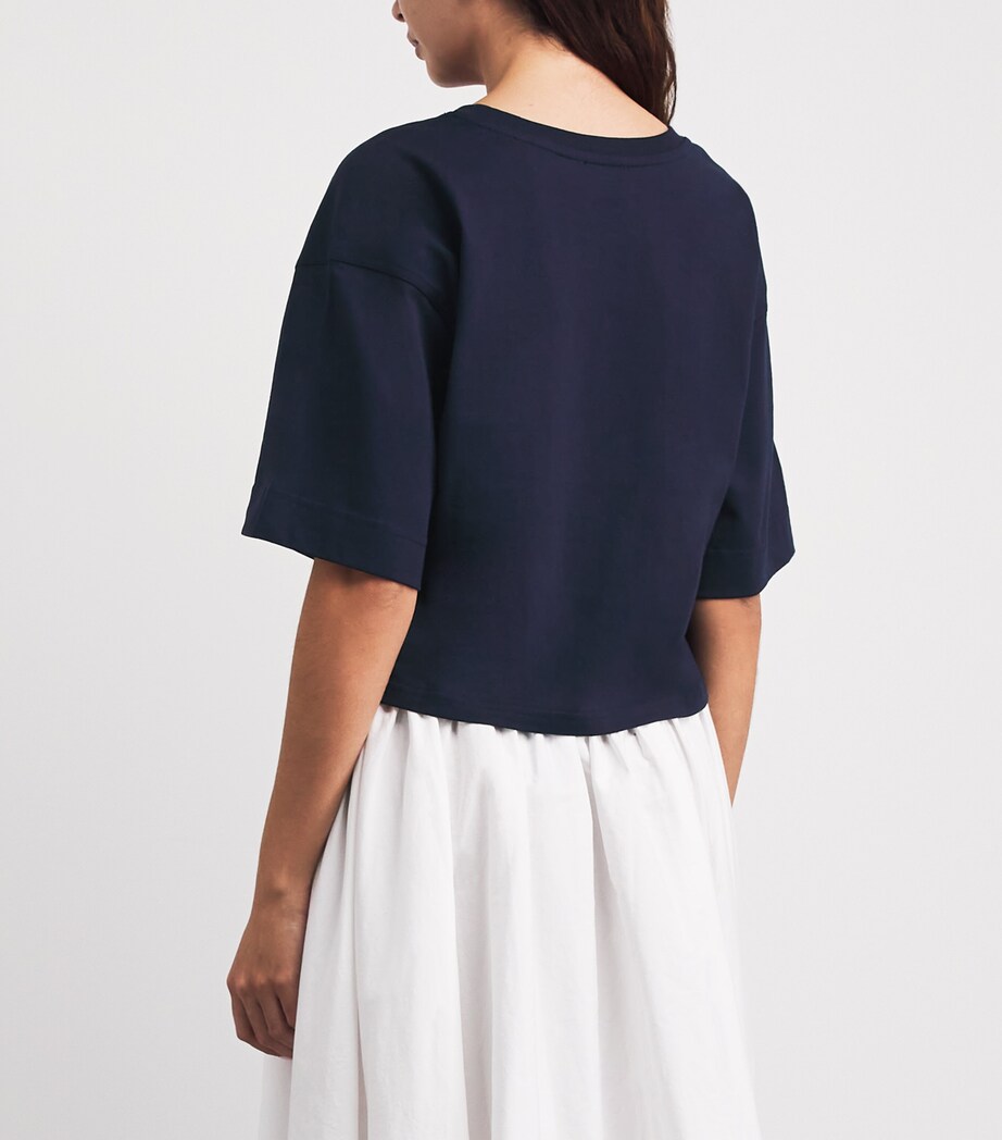 Claudie Pierlot Womens Cotton Logo-Embroidered T-Shirt Navy Image 5