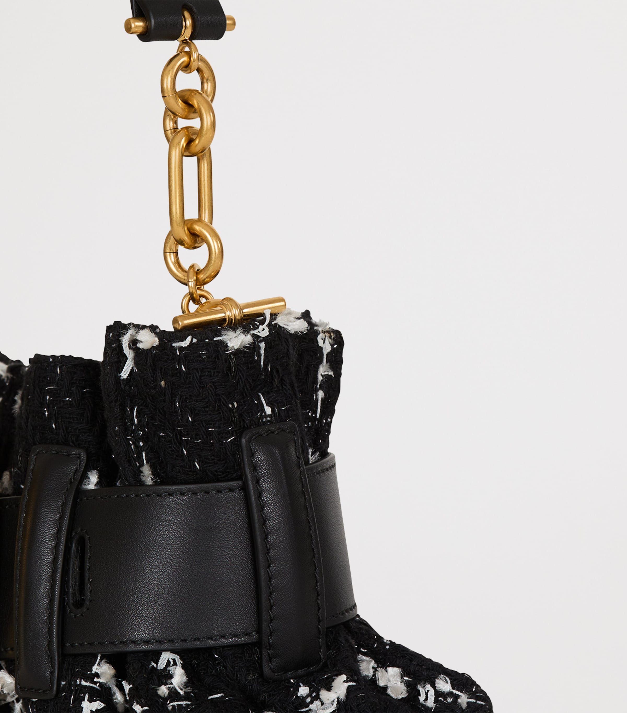 Balmain Mini Tweed Anthem Shoulder Bag Eab Noir/blanc Image 4