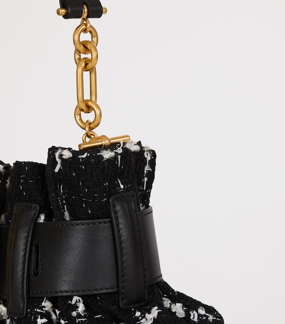 Balmain Mini Tweed Anthem Shoulder Bag Eab Noir/blanc Image 4
