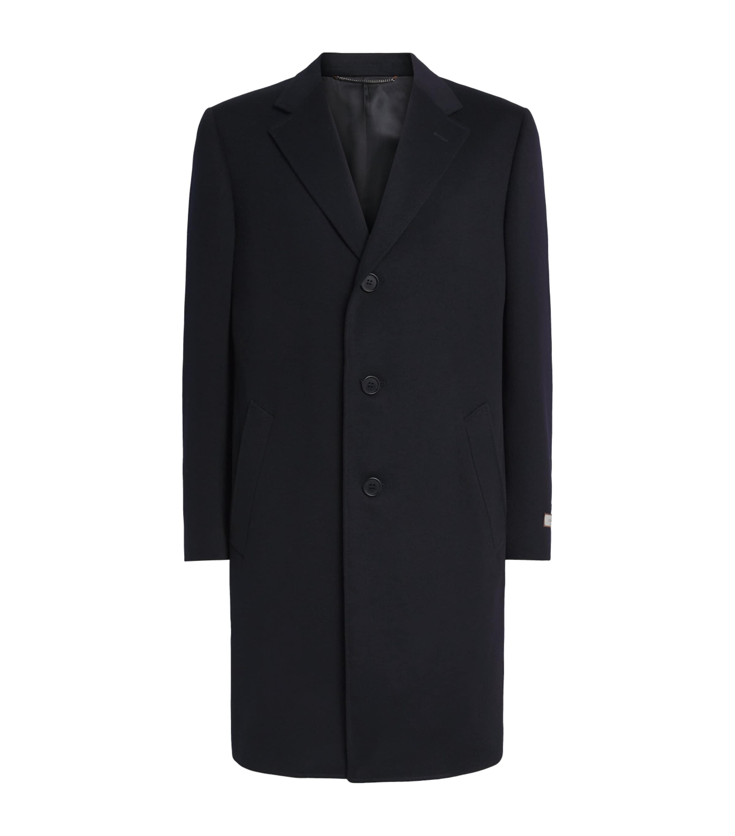 Canali Mens Wool-Cashmere Overcoat Navy Image 1