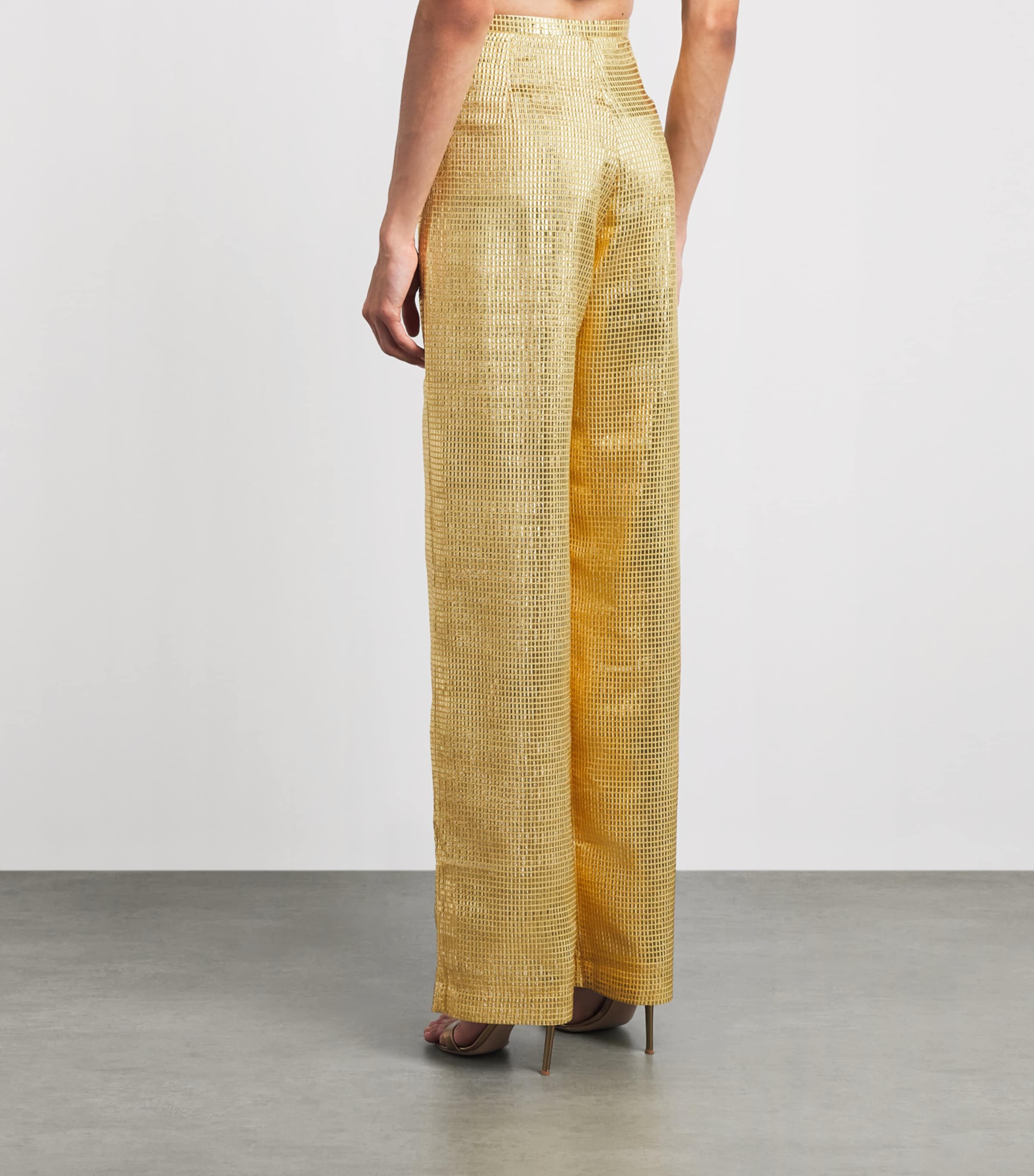 Taller Marmo Womens Silk-Blend Marlene Sunrise Trousers Antique Gold Image 5