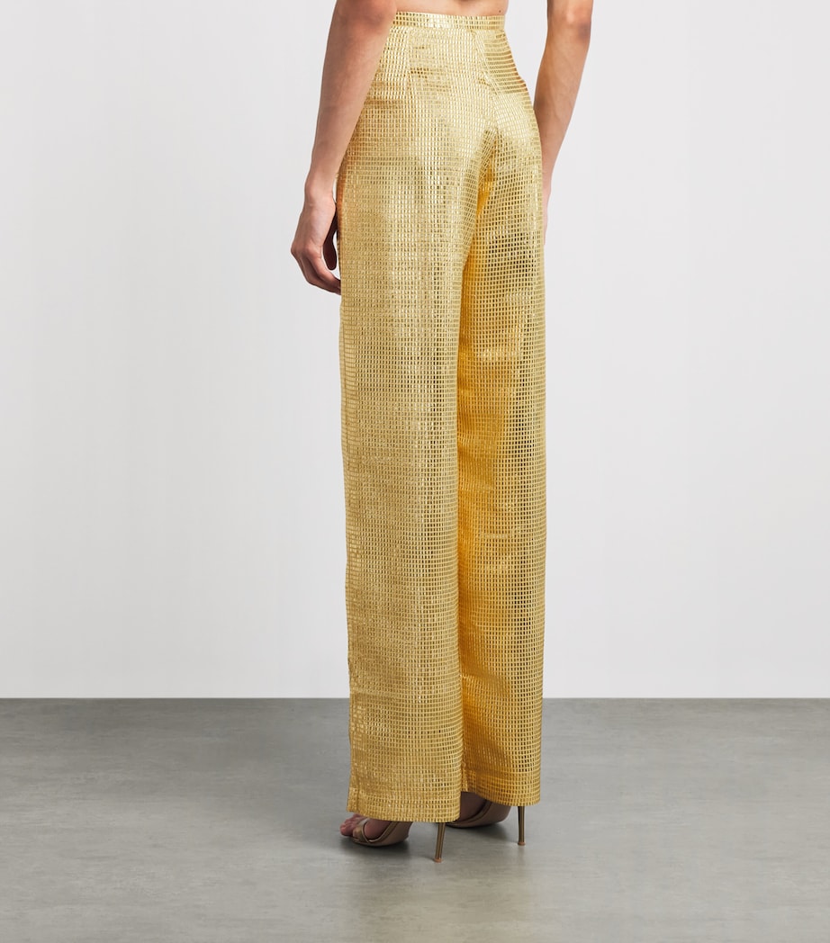 Taller Marmo Womens Silk-Blend Marlene Sunrise Trousers Antique Gold Image 5
