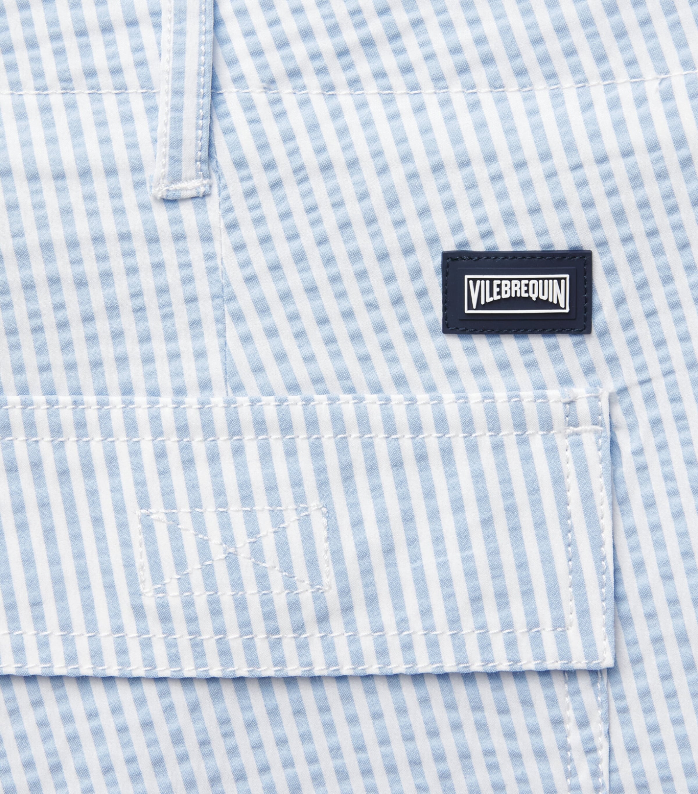 Vilebrequin Mens Seersucker Stripe Bermuda Shorts Cloudy Image 6