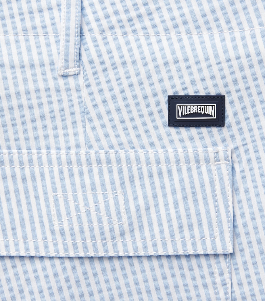 Vilebrequin Mens Seersucker Stripe Bermuda Shorts Cloudy Image 6