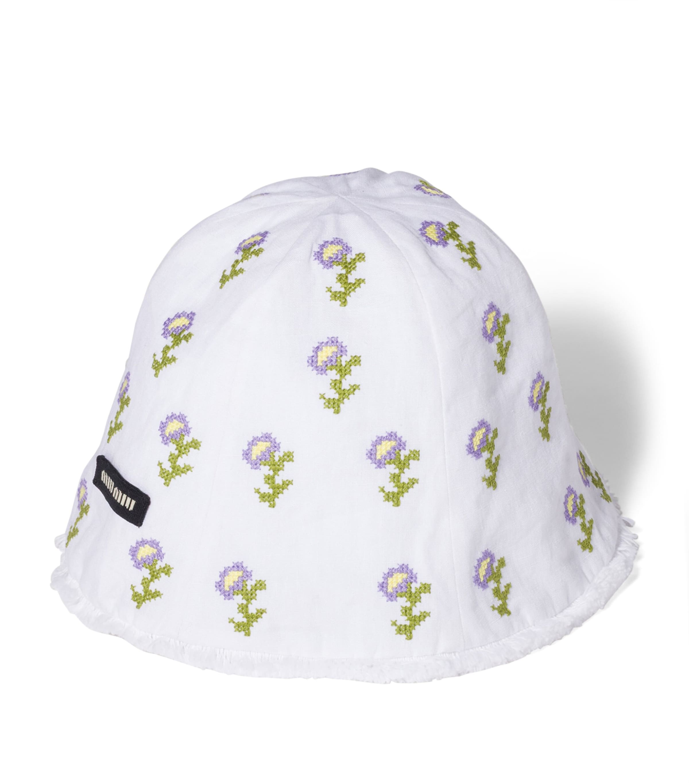 Miu Miu Floral-Embroidered Bucket Hat White Image 1