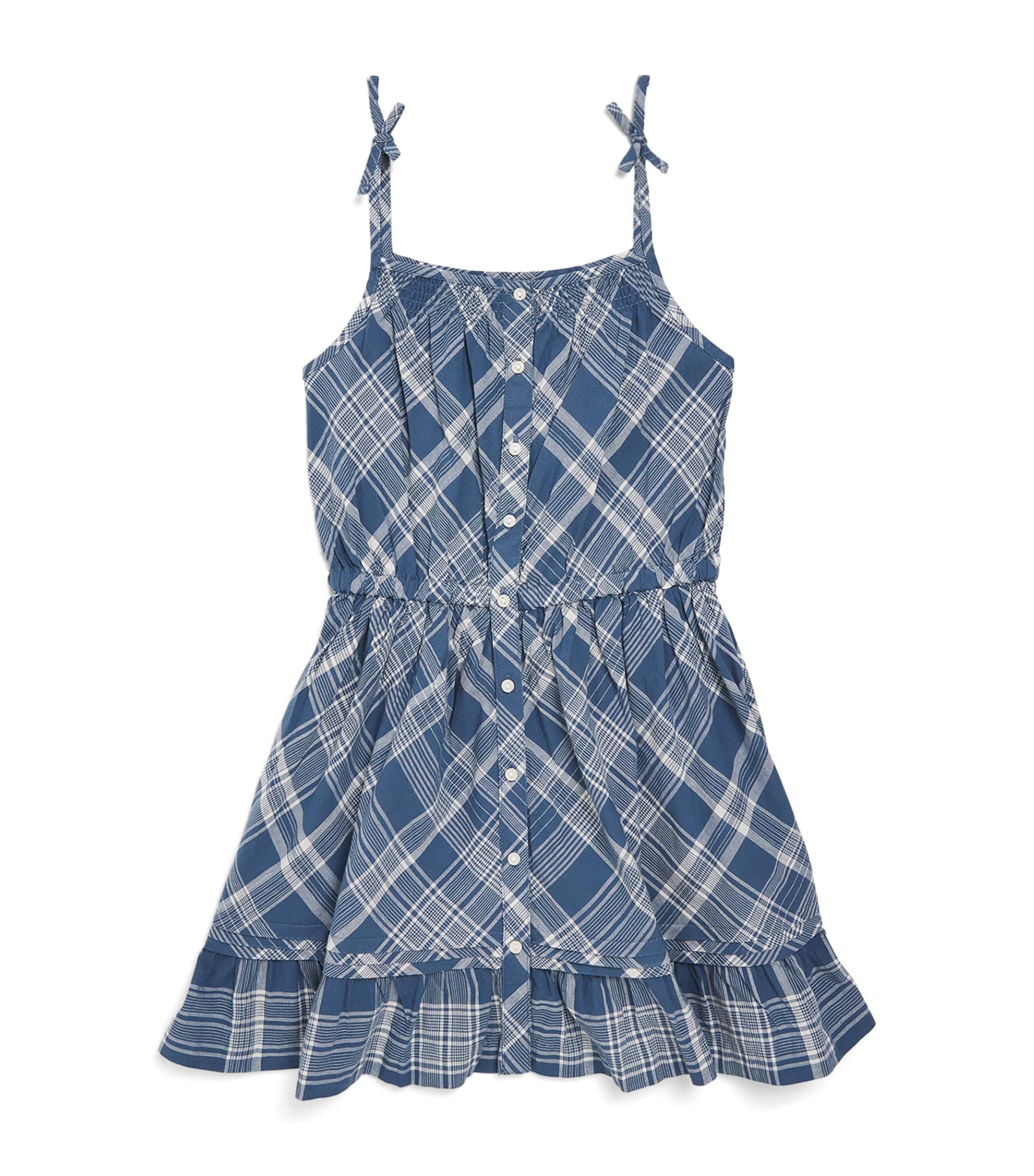 Ralph Lauren Kids' Cotton Check Sleeveless Dress In Blue