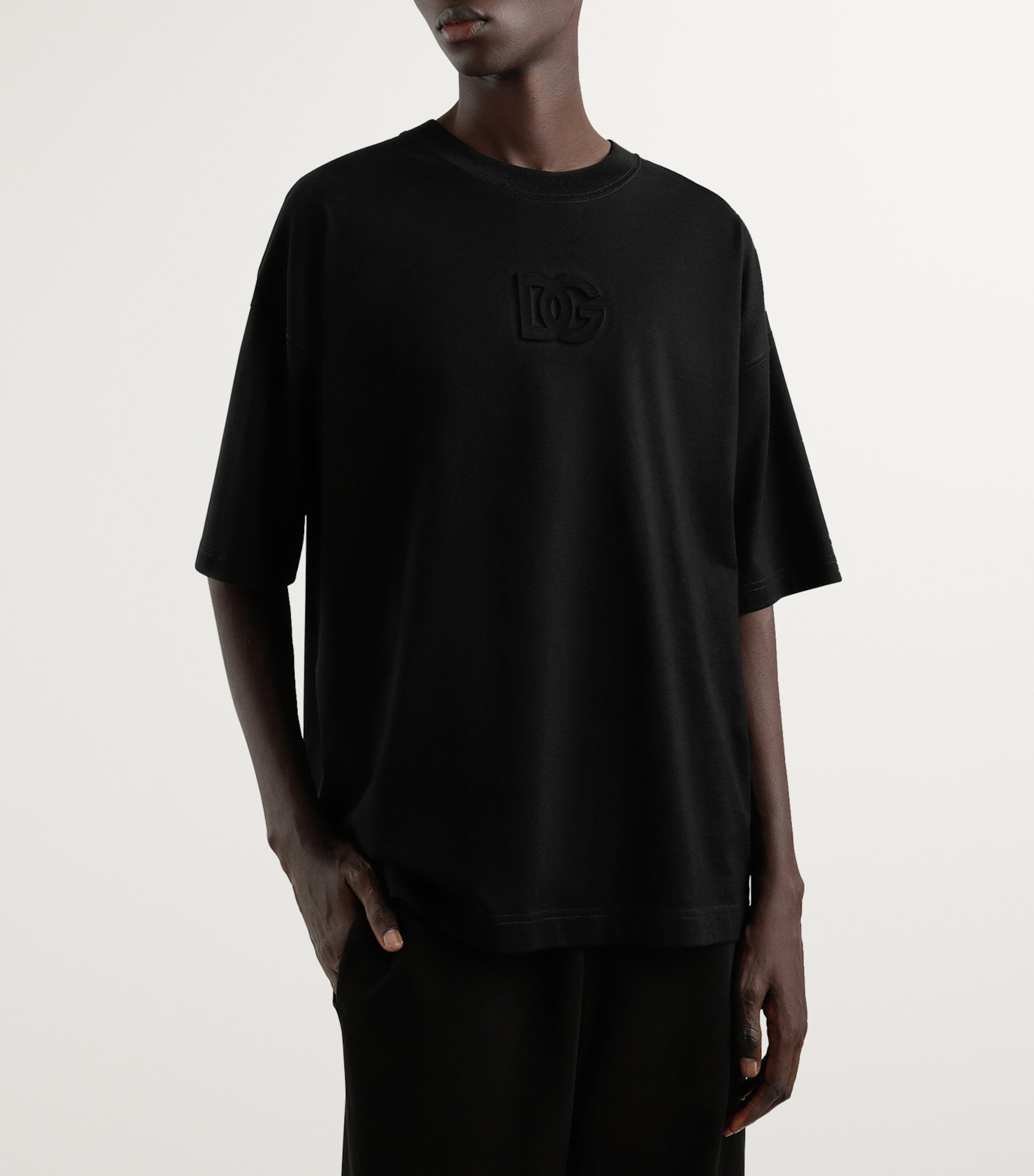 Oversized Embroidered Logo T-Shirt N0000-BLACK Image 4