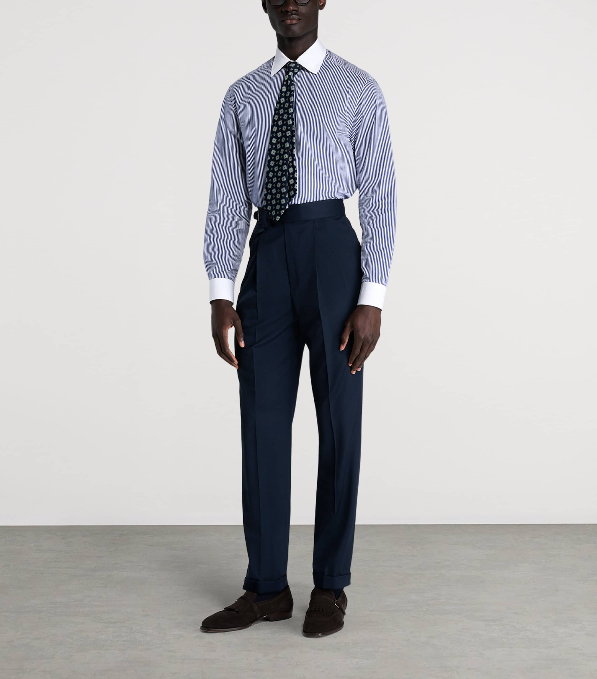 Dunhill Mens Cotton Stripe Shirt White Image 2