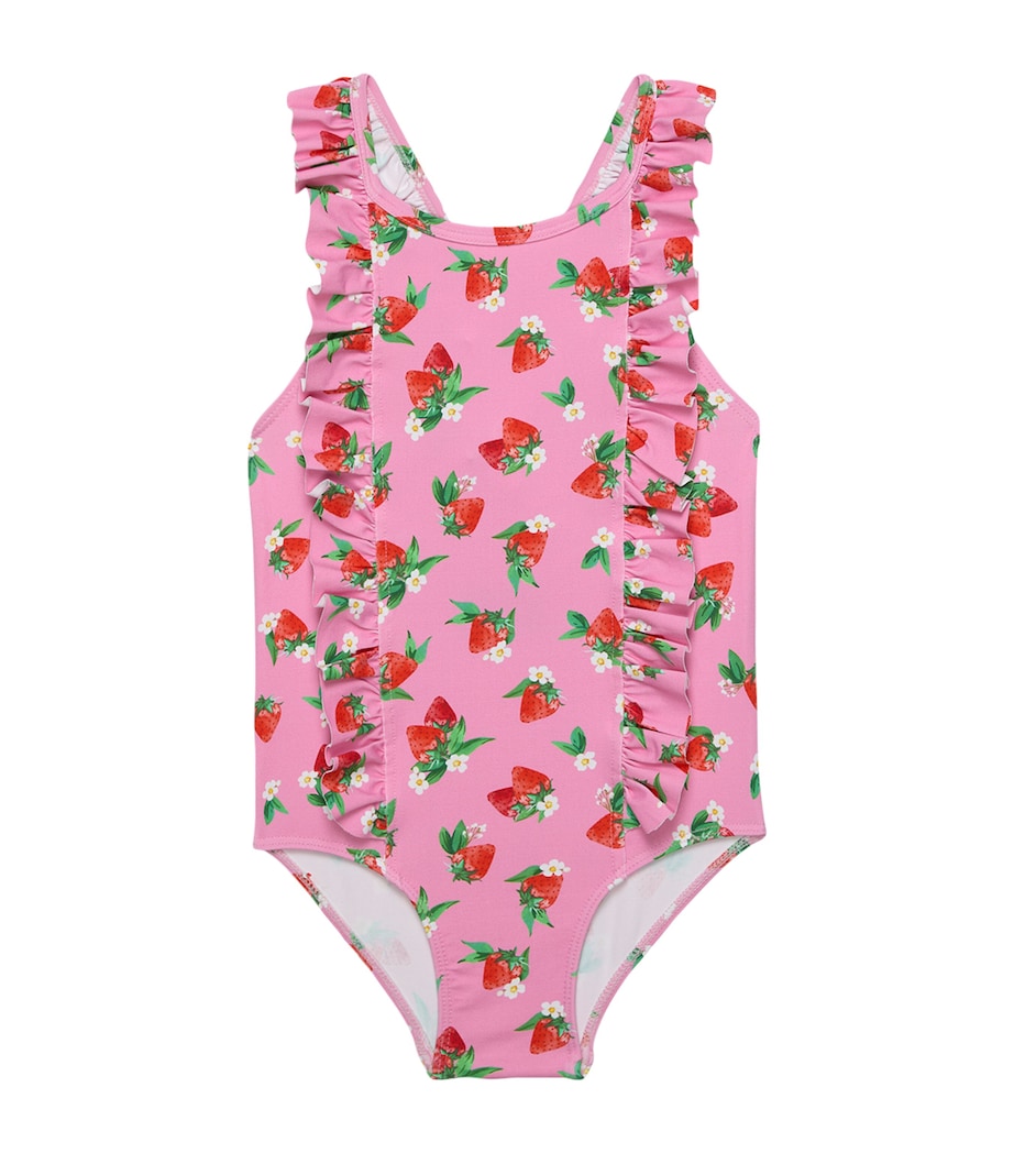 Trotters Ruffle Strawberry Print Swimsuit (2-5 Years) Pink/strawberry Image 1