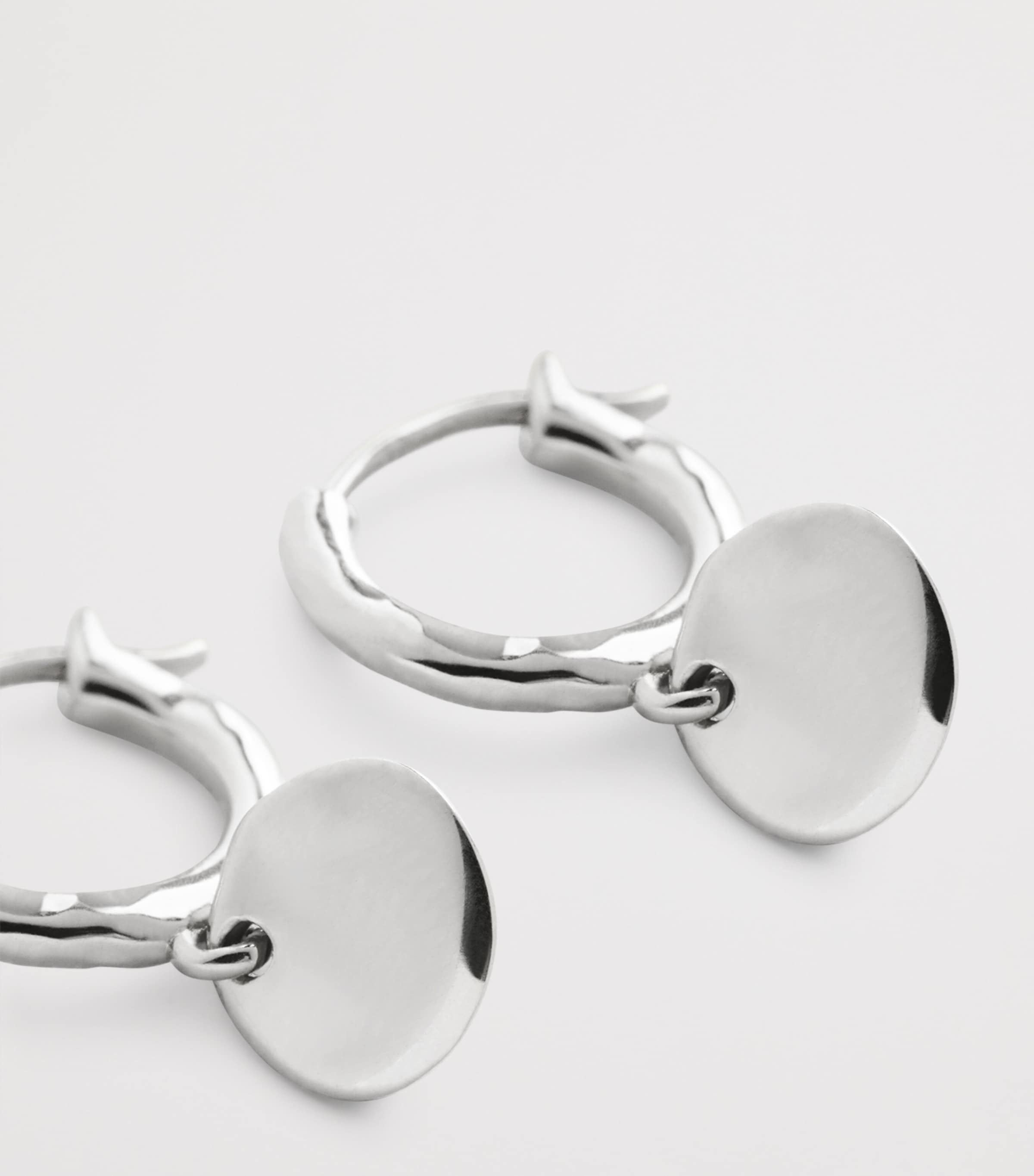Monica Vinader Mini Sterling Silver MV Siren Muse Disc Huggie Earrings Sterling Silver Image 3