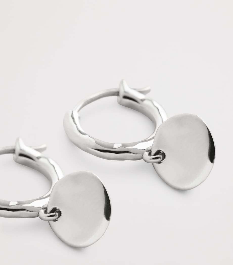 Monica Vinader Mini Sterling Silver MV Siren Muse Disc Huggie Earrings Sterling Silver Image 3