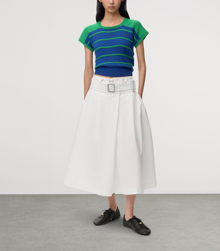 LOEWE Womens Cotton Belted Midi Skirt White Image 2