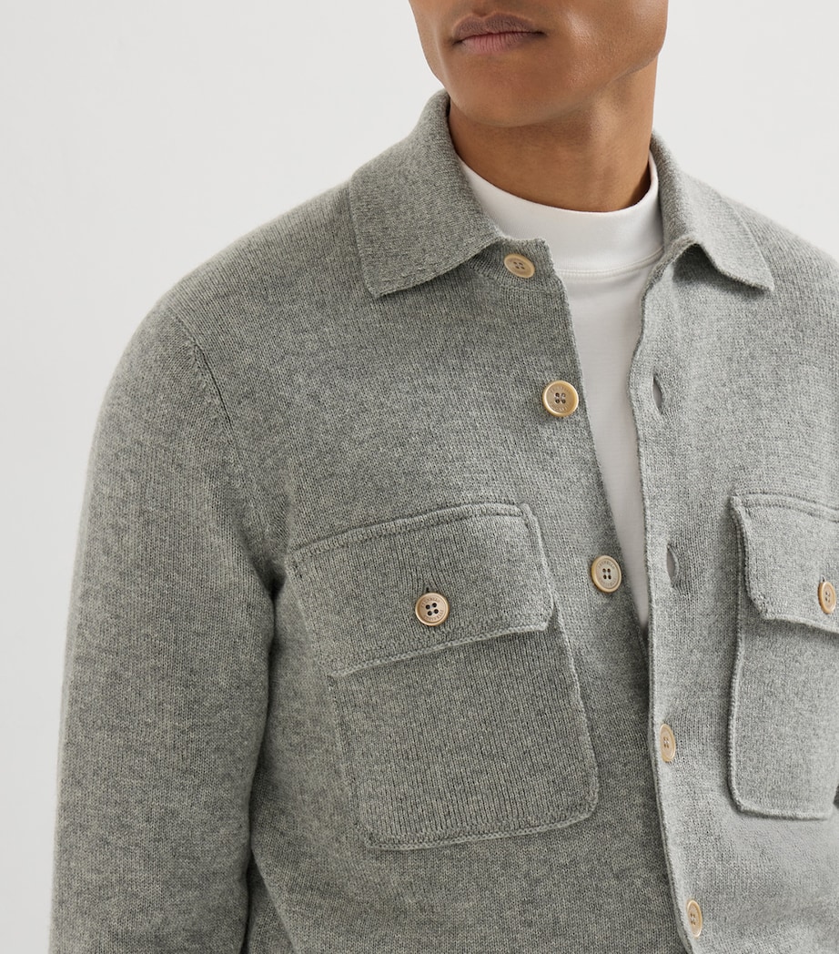 Brunello Cucinelli Mens Cashmere Knitted Over Shirt Cardigan Image 6