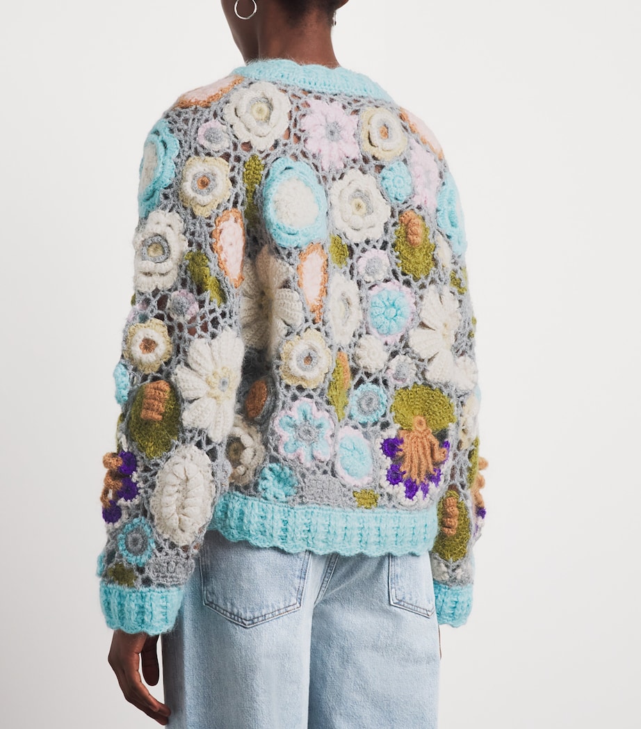 GANNI Womens Mohair-Blend Dreamy Floral Sweater Multicolour Image 5