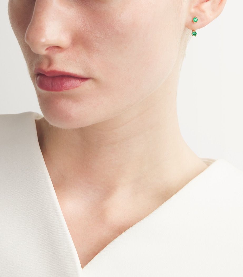 Yellow Gold and Emerald Orbit Single Earring YELLOW GOLD Image 2