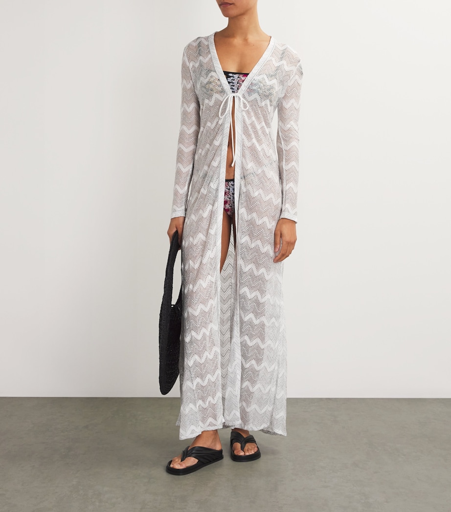 Zigzag Cover-Up Cardigan S01FJ WHTE SLVR LM Image 2