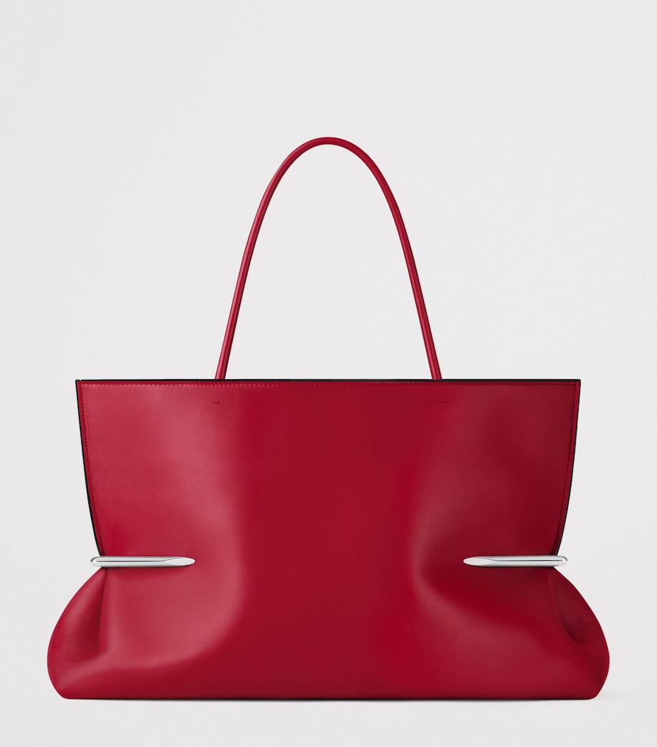 Leather Pinch East-West Tote Bag EQUESTRIAN RED Image 3