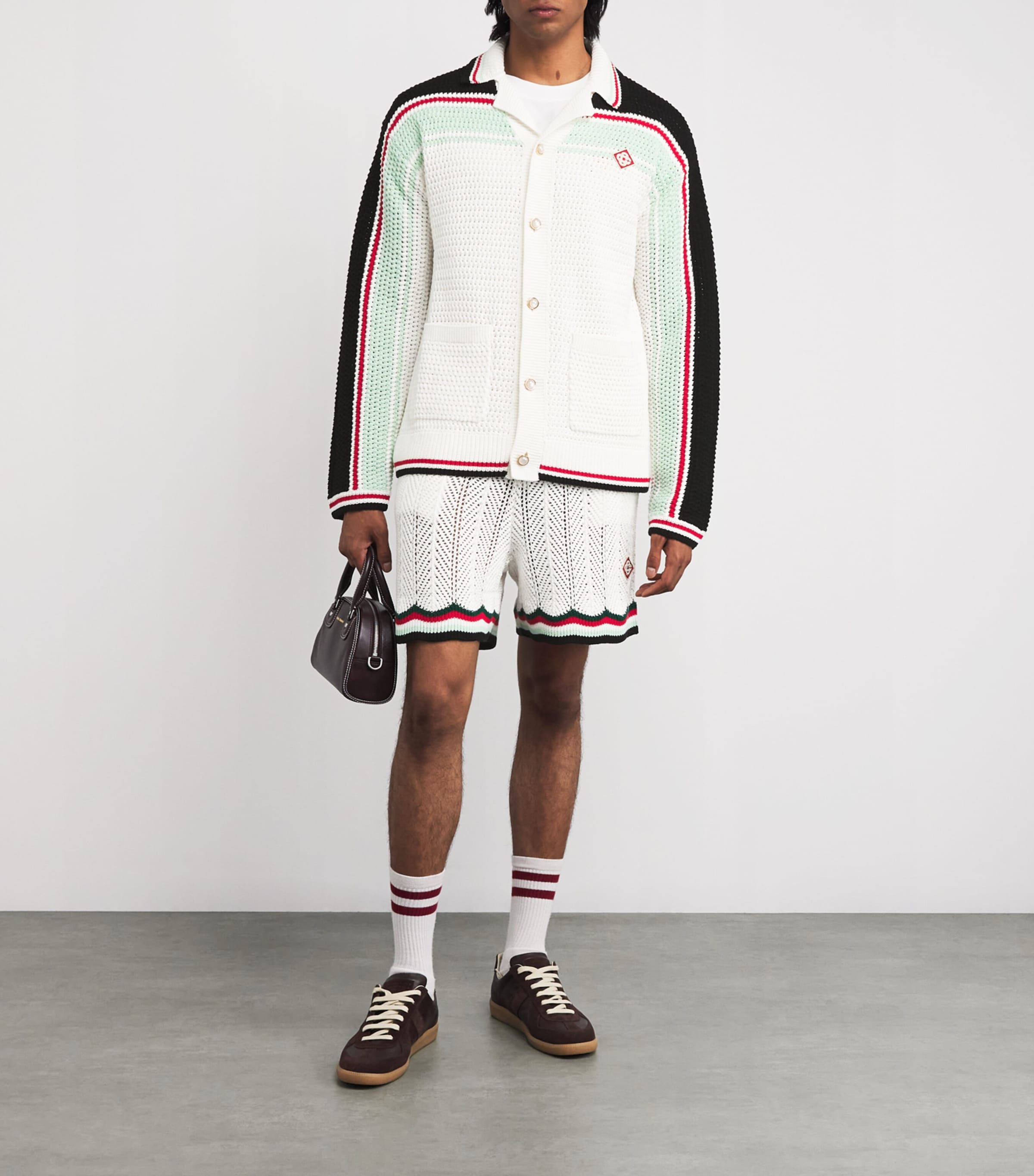 Cotton Crochet Tennis Overshirt BLACK MULTI Image 2